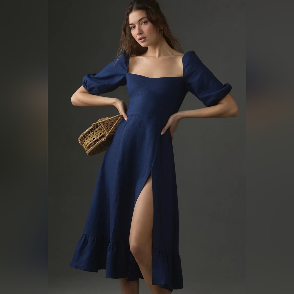 Reformation Belgium Linen Midi Dress Sz 4